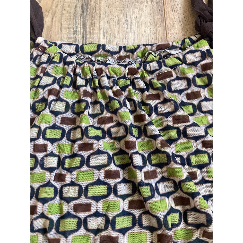 NWT $64 SWEET PEA BY STACY FRATI Hourglass Tie Neck Green Brown Tank Top Large - Picture 5 of 10